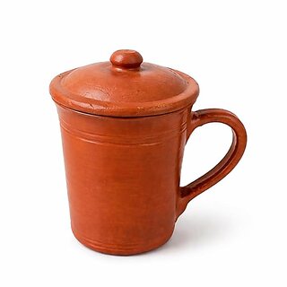 Clay Water Jug with Lid, 800 ml Capacity, Dia 10.5 cm, 14.5x10.5x18 cm, 688 gm, 1 Qty