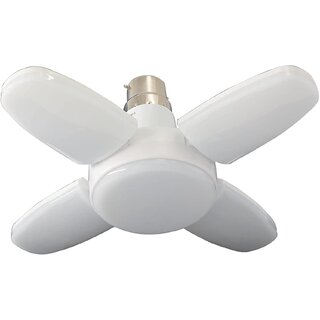 Ultra Bright 4-Blade 28W LED Fan-Shaped Bulb with B22 Holder | Energy-Efficient Lighting for Home & Office (White)