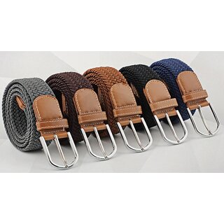 Fashionable Woven Braided comfort Fabric Stretchable Belt Without Punching Spot Random Color