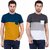 Odoky Men Color Block Round Neck Multicolor  Casual T-Shirts (Pack Of 2)
