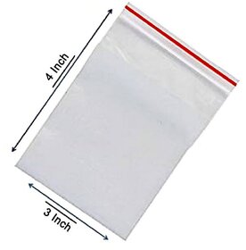 (Pack of 100) Transparent Plastic Zip Lock Packing Storage Pouch Bags - 3x4 Inch