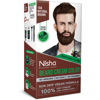 Nisha Beard Colour for Men (120gm) :-: Natural Brown, No Stain & Quick color in 10 Minute, Complete Grey Coverage