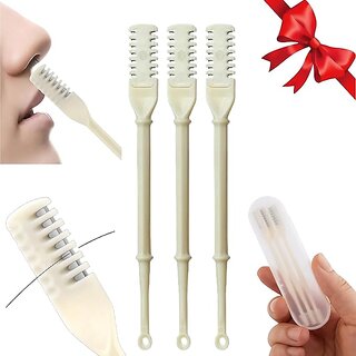 (Pack of 3) Manual Nose Hair Trimmer  Dual Head Rotating Nasal Razor Non Electrical Noise Cleaner