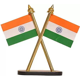 India Double Sided Wind Car Dashboard Flag  (Nylon)