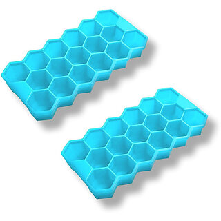 Ice Cube Molds  Trays Easy Release Ice Cube Trays for Chilling , Blue Plastic Ice Cube Tray(Pack of2)