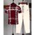 AUSK Mens Casual Printed Cotton Blend Maroon & Beige Summer wear Co-ords set of T-Shirt & Trakpant