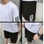 Odoky Men White  Black Casual T-Shirt and Short Set