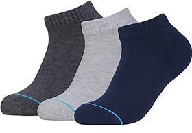 (Pack of 3) Symbol Premium Cotton Sports Socks High Ankle, Cushioned & Odour-Free (White, Black, Navy)