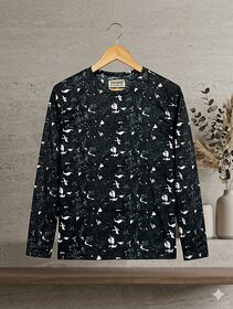 Self Print Round Neck T-Shirt for Men