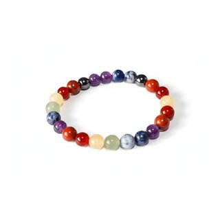 Energized Seven Chakra 8mm Bracelet  Healing Crystal Energy Jewelry