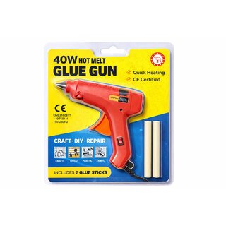 40W Hot Melt Glue Gun with 2 Glue Sticks, Quick Heating DIY Craft & Repair Tool for Wood, Plastic & Fabric