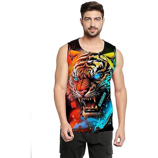 Blacksmith Rageborn Tiger Printed Sleeeveless Sando Tank top Gym  Street wear for Men