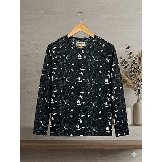 Self Print Round Neck T-Shirt for Men