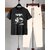 AUSK Mens Casual Printed Cotton Blend Black & Beige Summer wear Co-ords set of T-Shirt & Trakpant