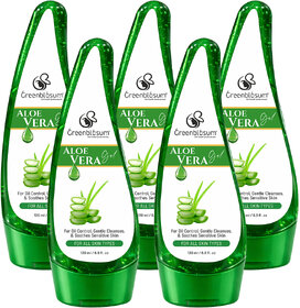 Greenblosum Aloe Vera Gel for Oil Control, Gentle Cleansing  Soothing Skin  For All Skin Types  120 ml Each  Pack of