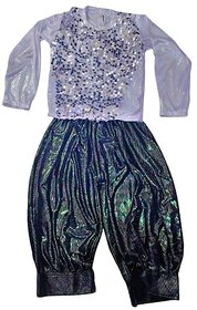 Silver T-shirt sequence and black haram/Western Dance costume for stage performance and party events
