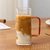 ELVEN Transparent Square Shape Juice Mug Sipper Tumbler  Coffee Mug Sipper with Straw  Borosilicate Glass  400 ML