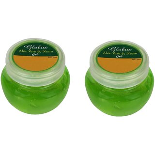 (Pack of 2) Globus Naturals Aloe Vera Neem Gel 100ml Each, Skin Care Essential