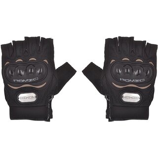 RMA6012  ROMIC MOTORCYCLE HALF HAND GLOVES BLACK-LARGE