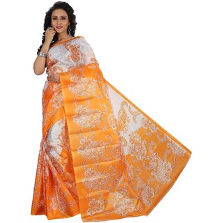 SVB Saree Multicolor Art Silk Block Print Saree Without Blouse
