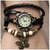 Women Genuine Leather Vintage Bracelet Watch Black
