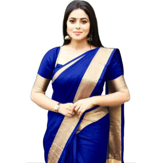 Art Silk Plain With Blouse Saree By SVB Saree