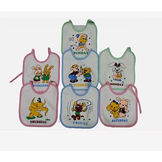 FAIRBIZPS Kids Beautiful Printed 7 Days Cotton Baby Bib (Multicolor) Pack of 7