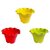 Set of 3 Plant Pots - Flower Design (4 Inch)-Assorted Colours
