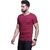 Odoky Maroon Printed Cotton Round Neck Casual T-Shirt For Men NR
