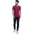 Odoky Maroon Printed Cotton Round Neck Casual T-Shirt For Men NR