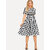 Code Yellow Women Black White Check Tie Waist Fit Flare Short Dress