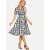 Code Yellow Women Black White Check Tie Waist Fit Flare Short Dress