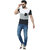 Odoky Mens Multicolor Block Print Cotton Blend Round Neck T-Shirt