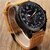 Curren Mens Black Analog Quartz Watch with Round Dial & Brown Leather Strap
