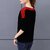 Code Yellow Women's Plain Black Red Shoulder Tee