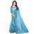 SVB Blue Striped Print Polycotton  Without Blouse Saree