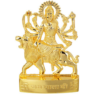 KESAR ZEMS Golden Plated Goddess Durga Idol Statue for Temple and Home Dcor (5 x 1 x 7 CM) Golden