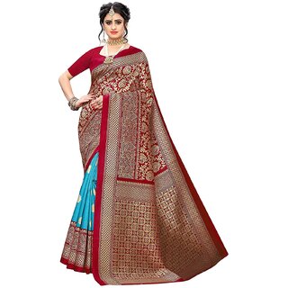 SVB Saree Rama Red Woven Art Silk Saree With Blouse
