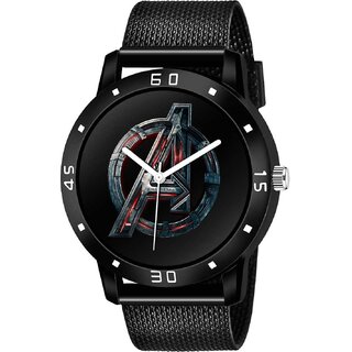 HRV Men's Round Dial Black Strap Analog Watch