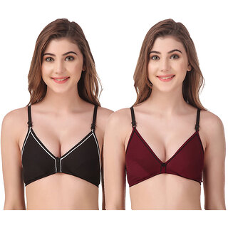 Empisto Branded Black,Brown color Cotton Fabric Line Bra