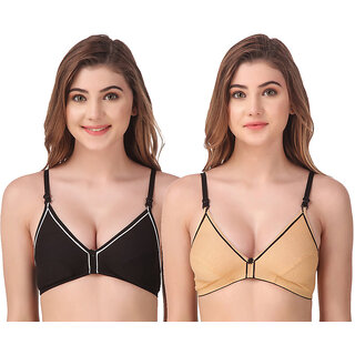 Empisto Branded Black,Skin color Cotton Fabric Line Bra