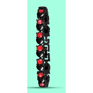 Black Red Stone American Diamond Bracelet For Women