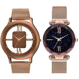 HRV Men and Women Magnet-Roman Open Dial Analog Watch