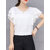 Vivient Women White Ruffle Sleeve Neck Button Top