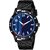 HRV Men's Round Blue Dial Black Strap Analog Watch