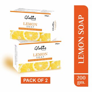 Globus Naturals Refreshing Lemon Vitamin C Soap For Skin Lightening Brightening 100gm, Set of 2