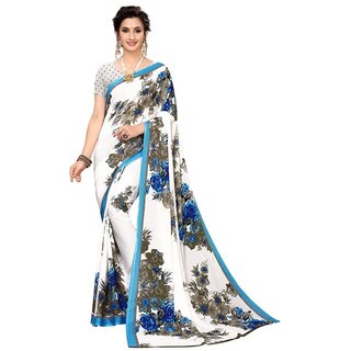 SVB Saree  Sky Blue Colour Georgette Floral Printed Saree