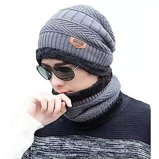 Ultra Soft Unisex Woolen Beanie Cap + Neck Scarf Set for Men I Women I Girl I Boy - Warm, Snow Proof (Multi Color)SUP-1008