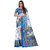 SVB Saree White  & Light Blue Art Silk Printed Saree
