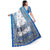 SVB Saree White  & Light Blue Art Silk Printed Saree